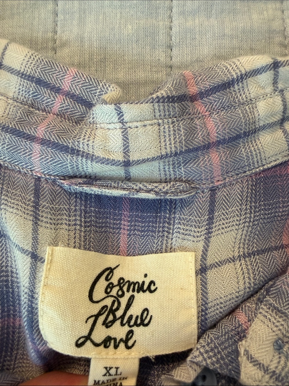 Casual Lavender Plaid Button Henley Tunic - Women - Picture 2 of 4